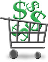 Dollars in a shopping cart